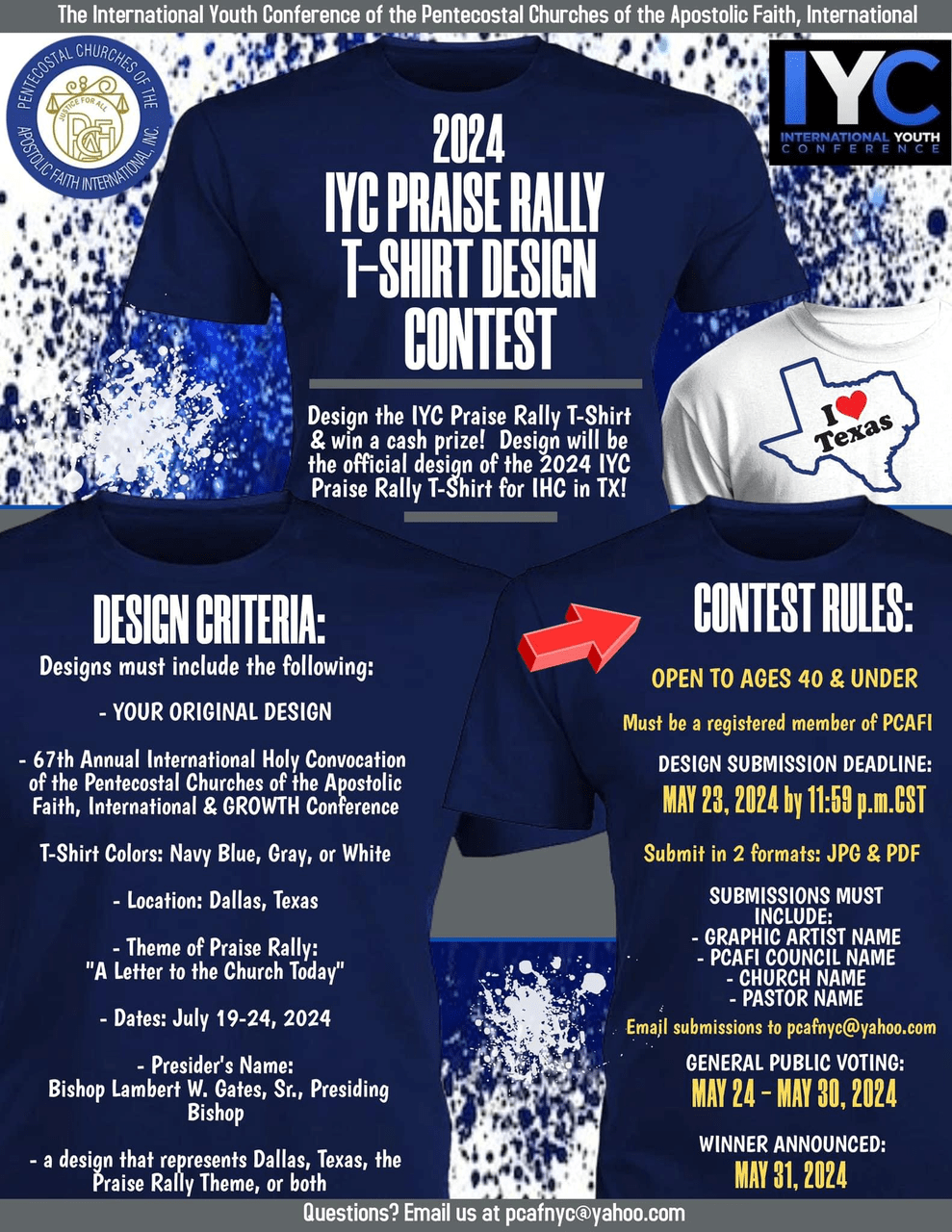 Iyc Rally 2024 IYC Praise Rally T-Shirt Design Contest Voting - StrawPoll