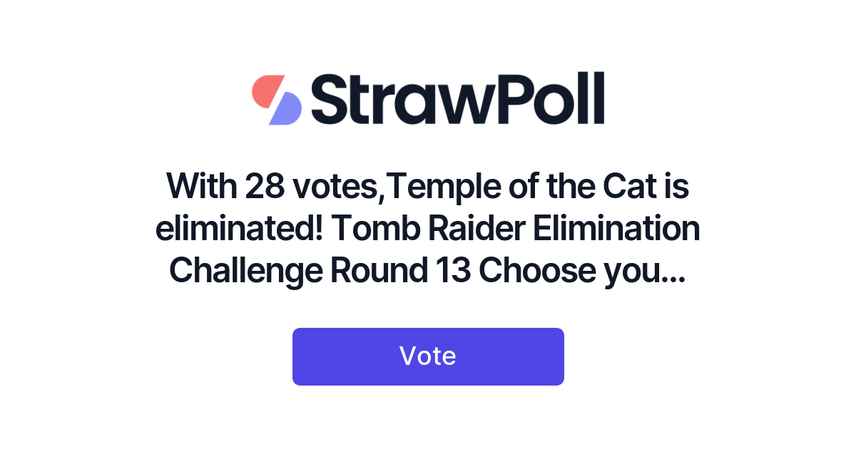 With 28 votes,Temple of the Cat is eliminated! Tomb Raider Elimination ...