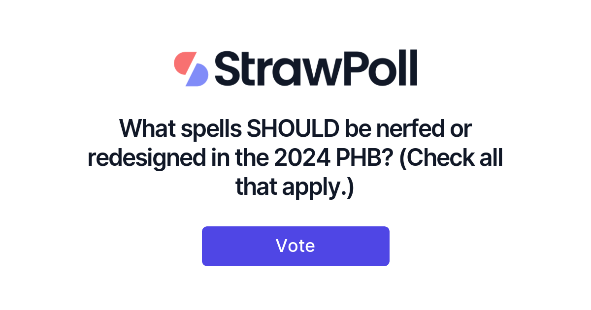 What spells SHOULD be nerfed or redesigned in the 2024 PHB? (Check all