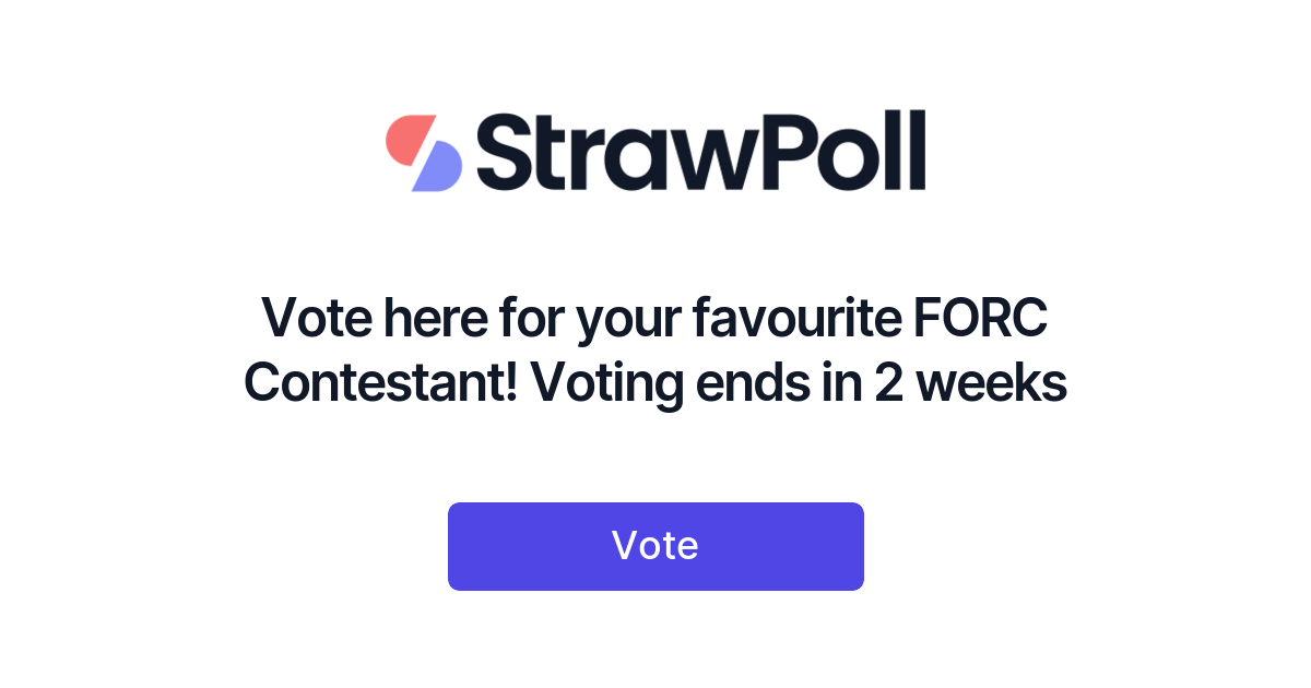 Vote here for your favourite FORC Contestant! Voting ends in 2 weeks ...