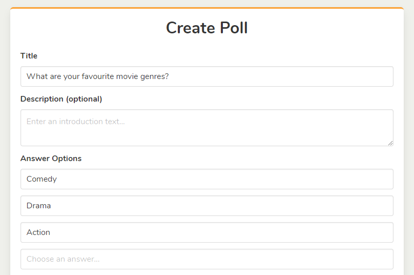 Create poll step 1