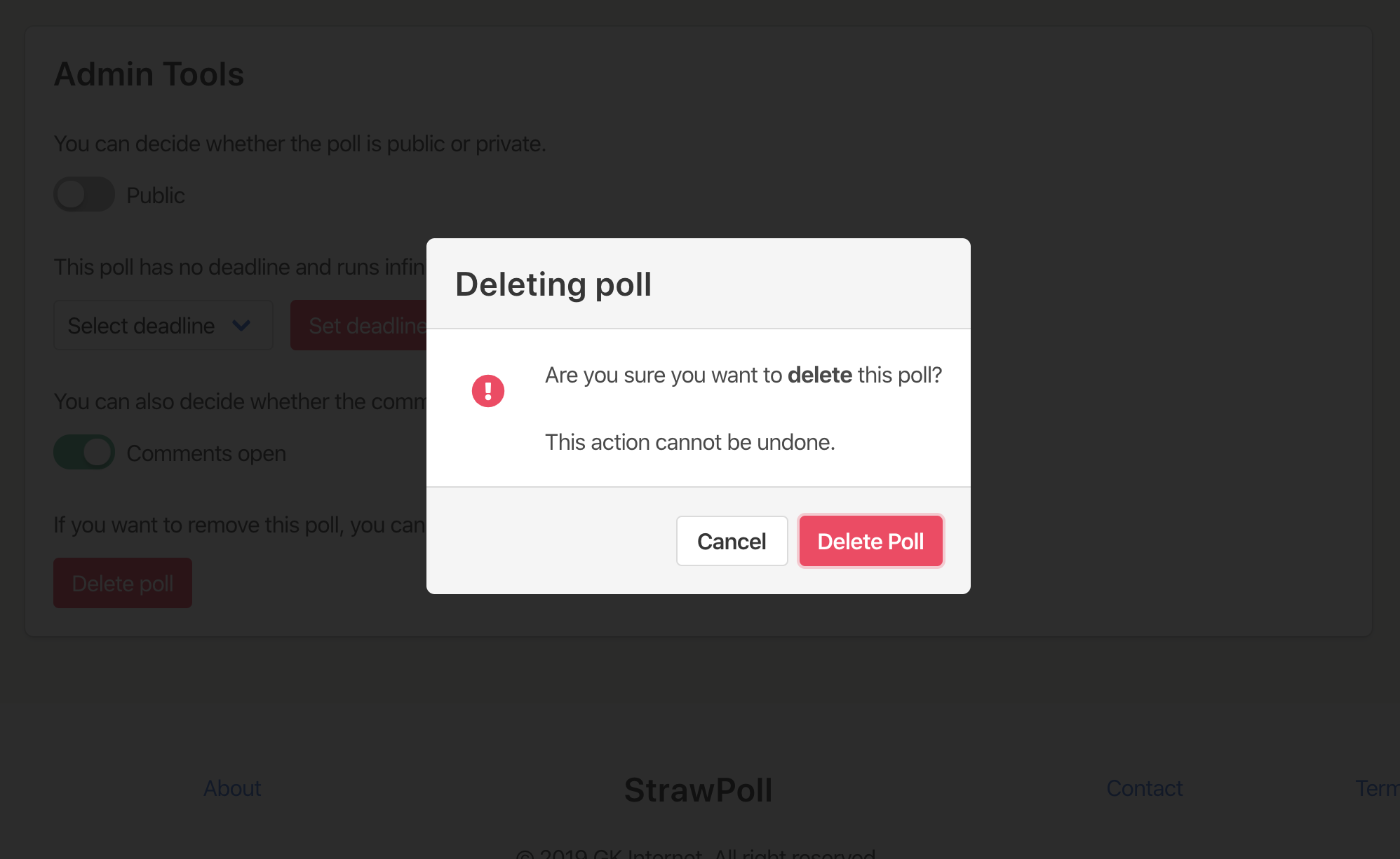 StrawPoll Delete Help Screenshot 2